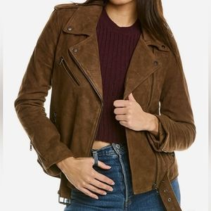 LAMARQUE BELTED SUEDE BIKER JACKET XS